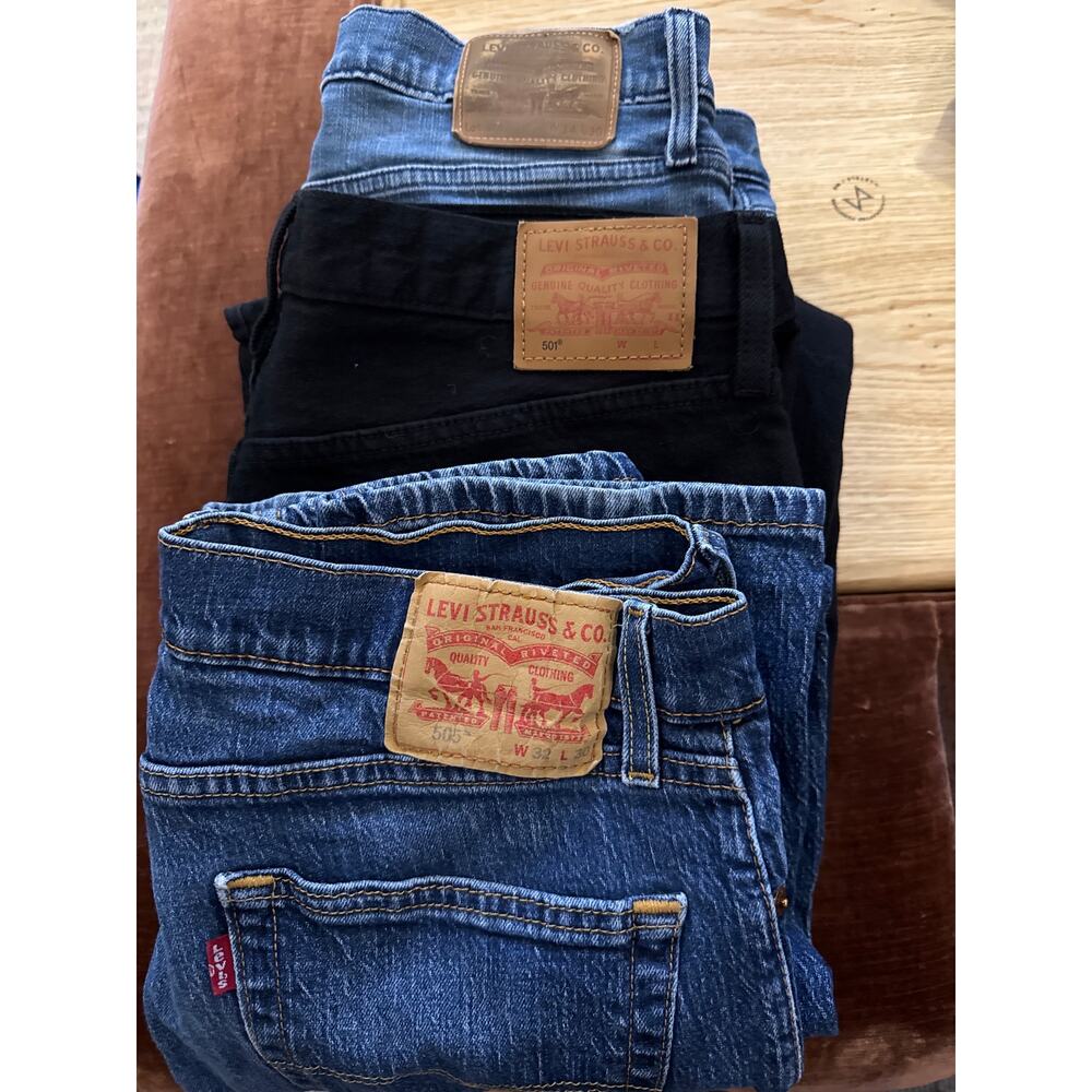 Levi’s Jeans Bundle 34x30 34x32 Men’s 501 Button Fly 505 Denim Lot Black Blue
